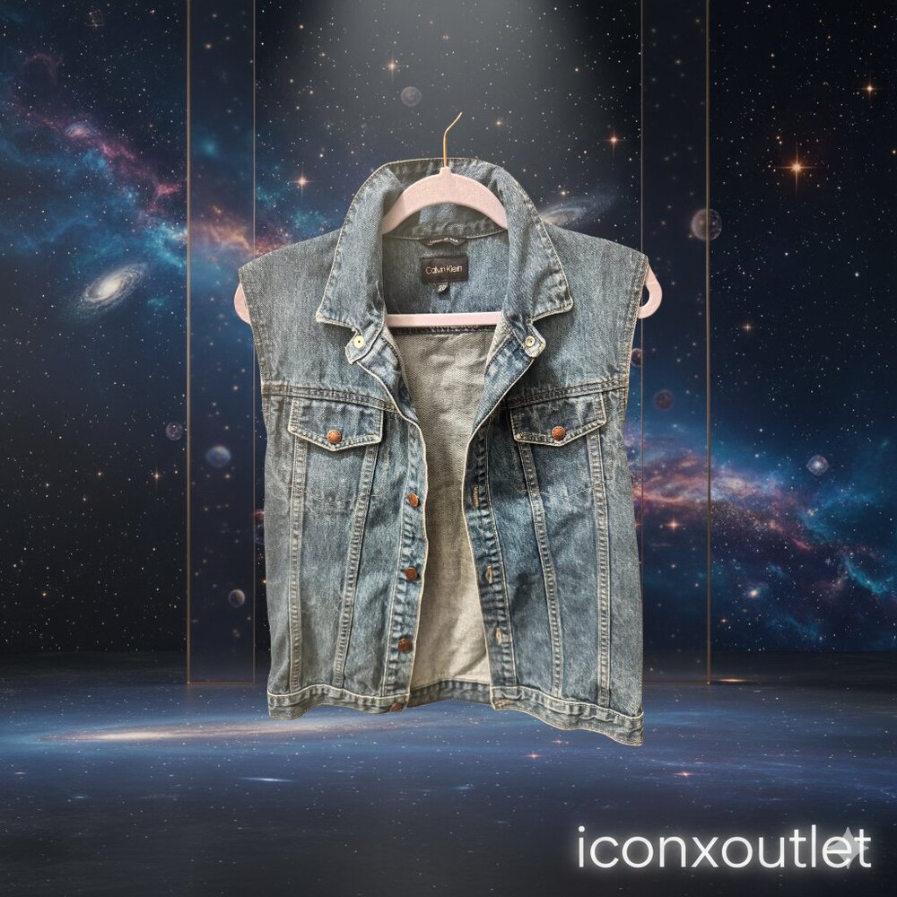 (Size 20) Calvin Klein Vintage Denim Vest Sleeveless Jean Jacket